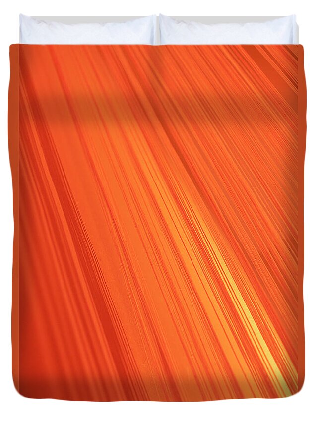 Orange Color Duvet Cover featuring the photograph Lined Gradient Of Orange by Ralf Hiemisch