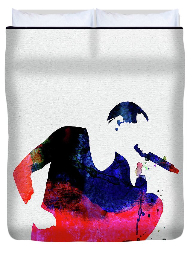 Linkin Park Duvet Cover featuring the mixed media Linkin Park Watercolor by Naxart Studio