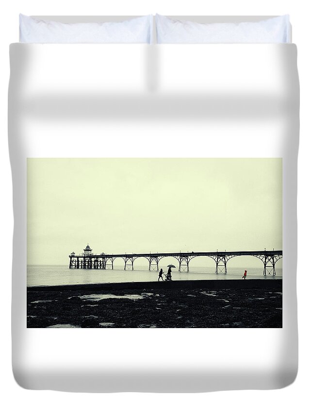 Landscape Duvet Cover featuring the photograph Little Girl in Red by Mark Egerton