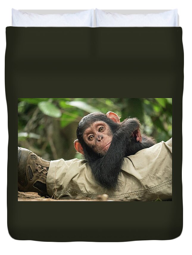 Gerry Ellis Duvet Cover featuring the photograph Little Larry And Keeper by Gerry Ellis