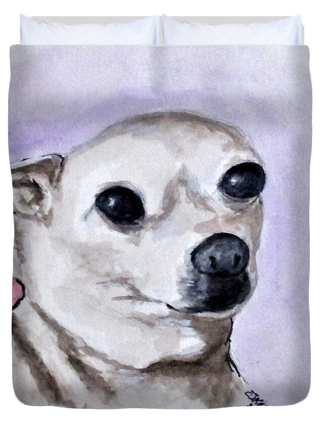 Pets Duvet Cover featuring the painting Little Paris by Clyde J Kell