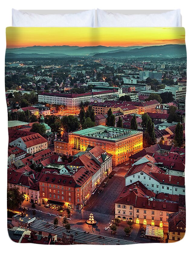 Tranquility Duvet Cover featuring the photograph Ljubljana by Figurative Speech
