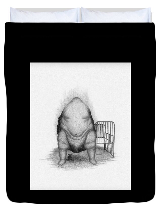 Horror Duvet Cover featuring the drawing Loaded - Artwork by Ryan Nieves