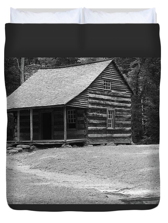 Log Cabin In The Woods With A Path Duvet Cover For Sale By Allen