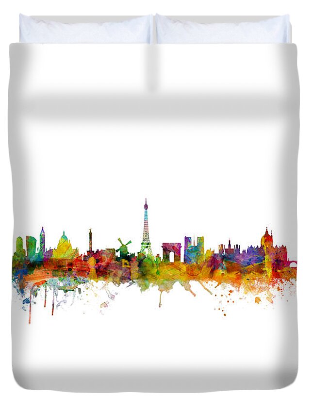 Rome Duvet Cover featuring the digital art London, Paris and Rome Skylines by Michael Tompsett
