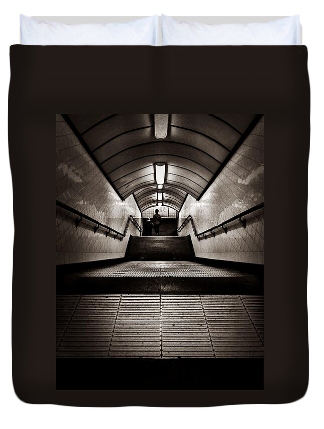 People Duvet Cover featuring the photograph London Underground by Track5