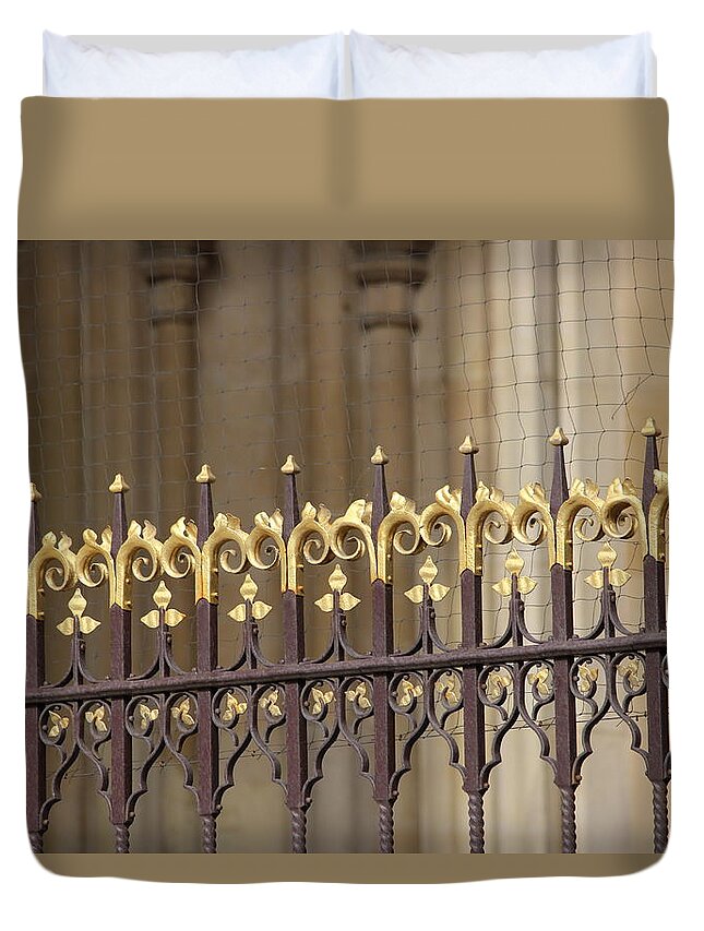 Fence Duvet Cover featuring the photograph London's Parliament Fence by Laura Smith