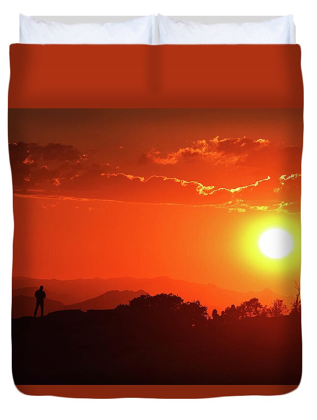 Tucson Duvet Cover featuring the photograph Lone Windy Point Hiker by Chance Kafka