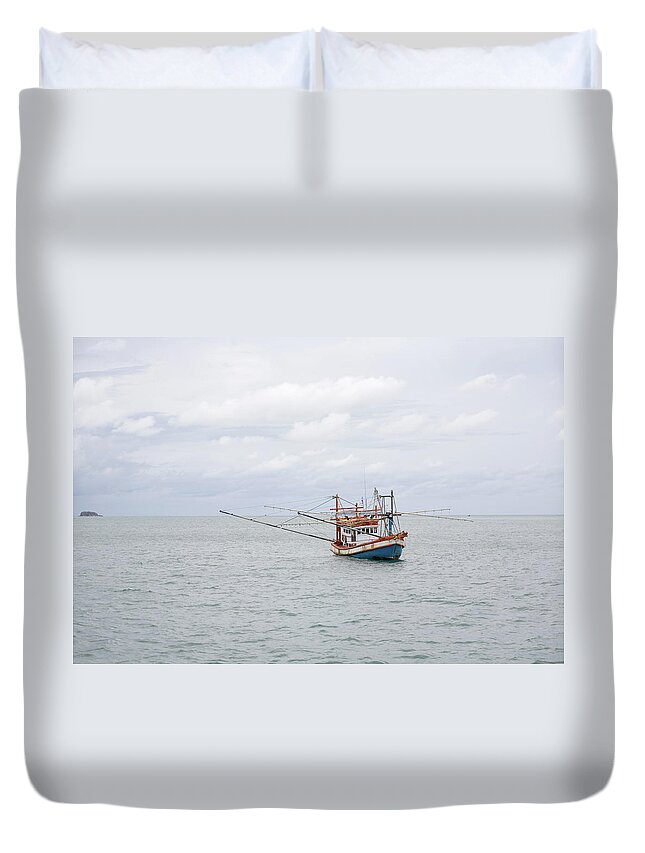 Freight Transportation Duvet Cover featuring the photograph Lonely Boat by Lp7