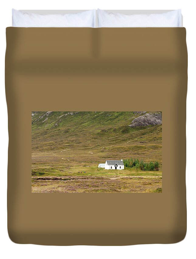 Guesthouse Duvet Cover featuring the photograph Lonely House in Scotland by Michalakis Ppalis