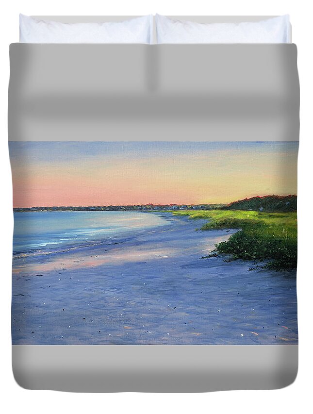 Cape Cod Duvet Cover featuring the painting Long Beach, Sunset by Jonathan Gladding