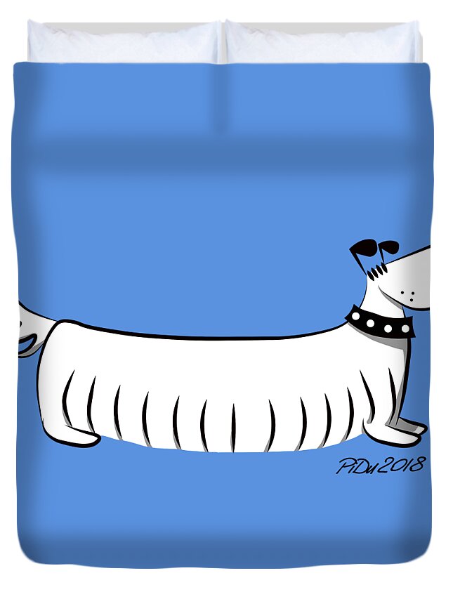 Long Duvet Cover featuring the digital art Long Dog by Piotr Dulski