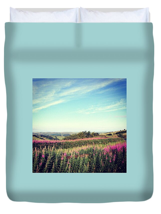 Scenics Duvet Cover featuring the photograph Looking Over Flowers Across English by Jodie Griggs