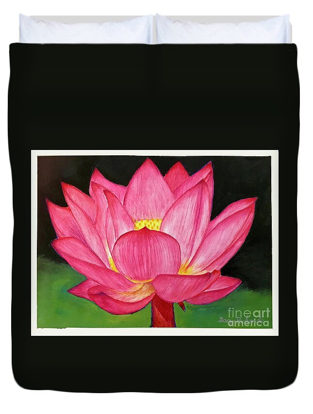 Gary Duvet Cover featuring the painting Lotus Flower by Gary F Richards