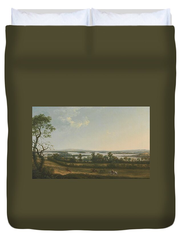 18th Century Art Duvet Cover featuring the painting Lough Erne from Knock Ninney, with Bellisle in the distance, County Fermanagh, Ireland by Thomas Roberts