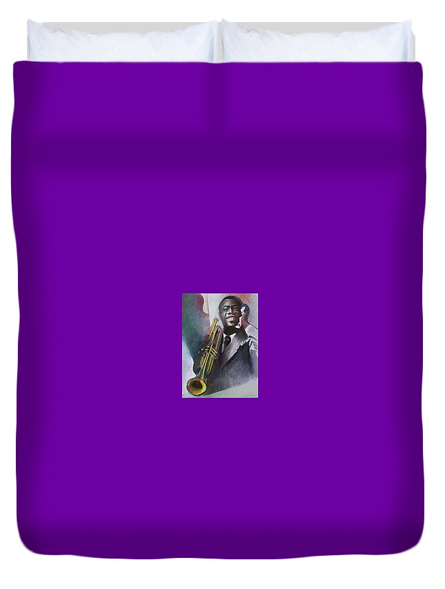Louis Armstrong Duvet Cover featuring the painting Louis Armstrong by Suzanne Giuriati Cerny