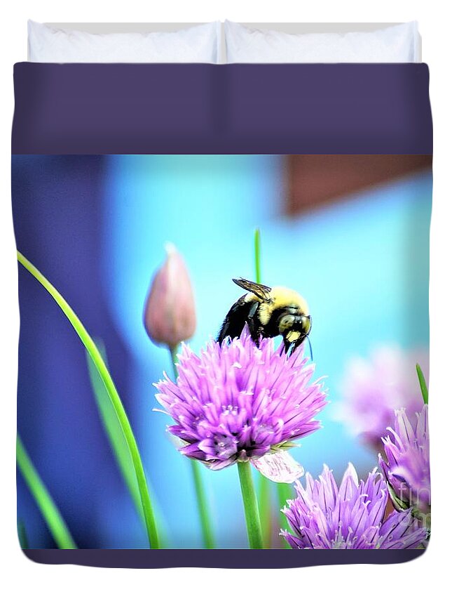 Chives Duvet Cover featuring the photograph Love my Chives by Merle Grenz