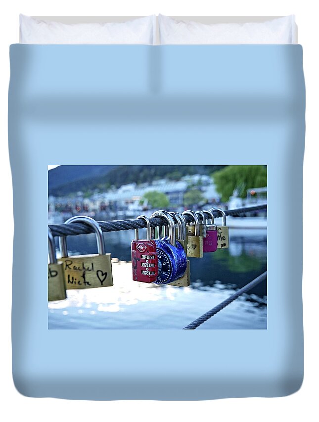 Love Duvet Cover featuring the photograph Love padlocks by Martin Smith