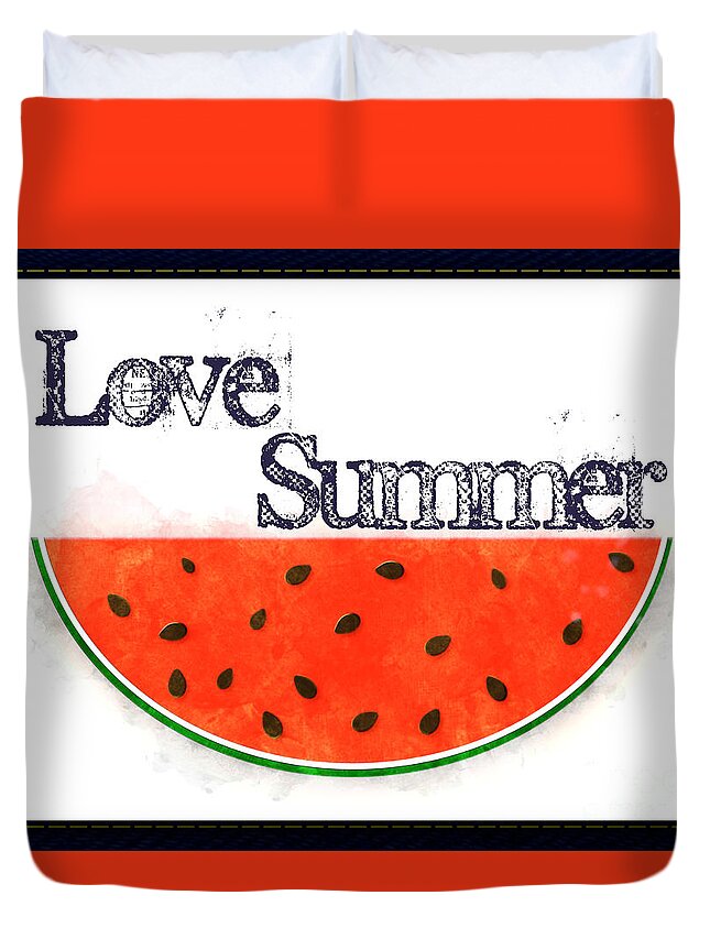 Watermelon Duvet Cover featuring the photograph Love Summer - Watermelon Watercolor by Colleen Cornelius