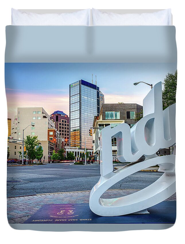 America Duvet Cover featuring the photograph #LoveIndy - Indianapolis Indiana Architecture Cityscape Skyline by Gregory Ballos