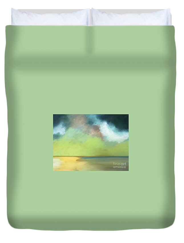 Landscape Duvet Cover featuring the painting Low Tide by Michelle Abrams