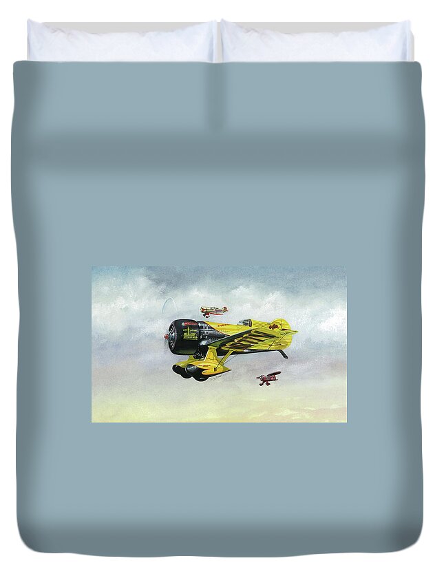 Granville Duvet Cover featuring the painting Lowell Bayle's Gee Bee by Simon Read