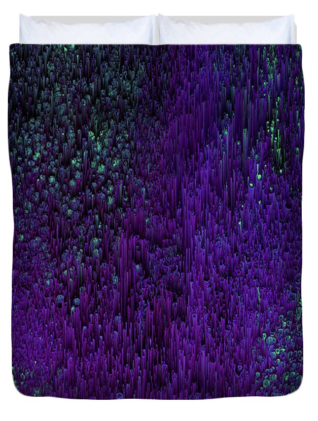Glitch Duvet Cover featuring the digital art Luminoles - Abstract Pixel Art by Jennifer Walsh
