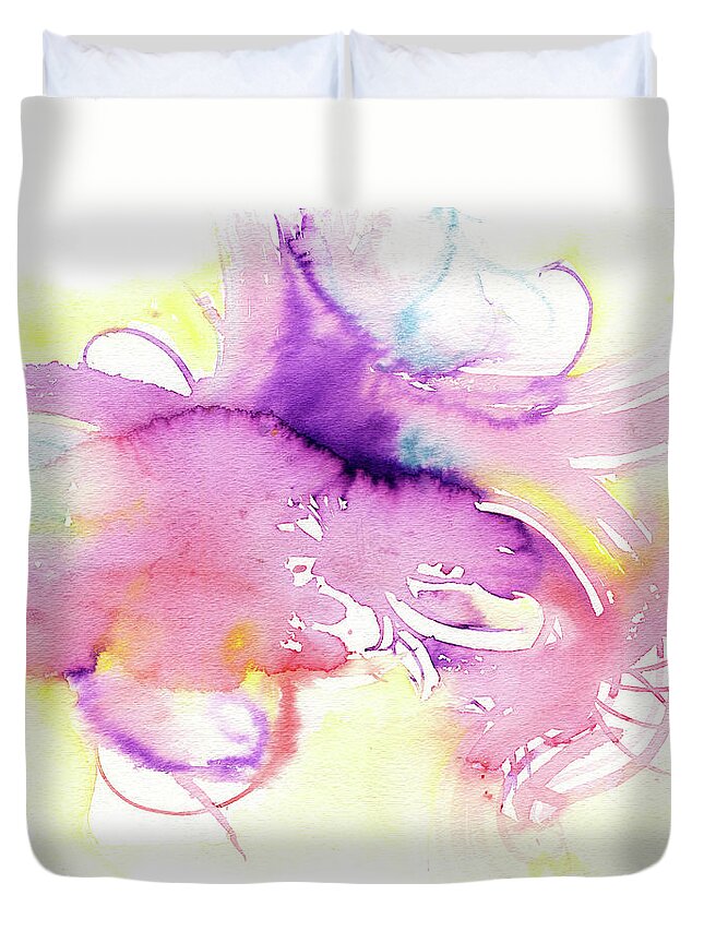 Watercolor Painting Duvet Cover featuring the digital art Luminous Expression by Stereohype