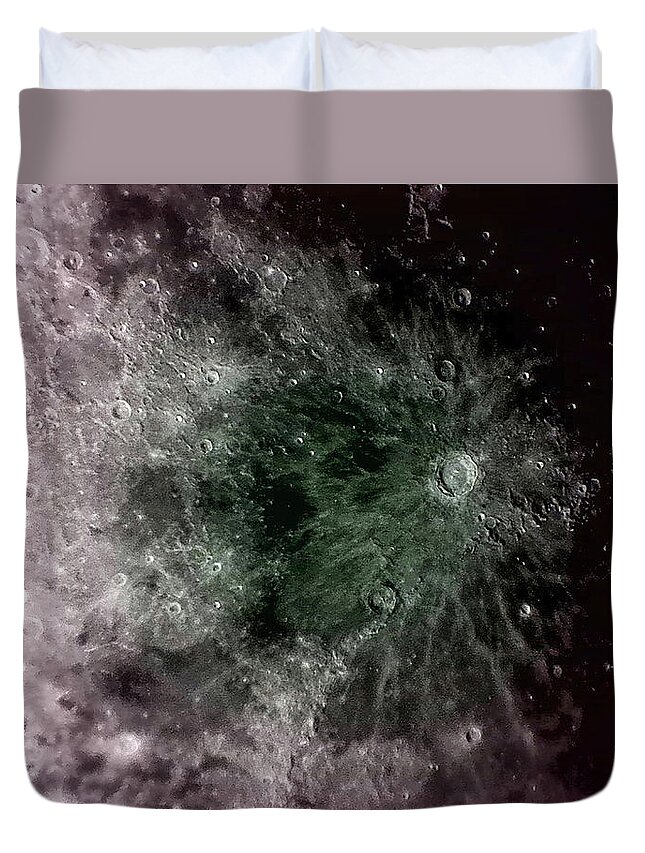 Moon Duvet Cover featuring the photograph Lunar Crater by Bob Decker