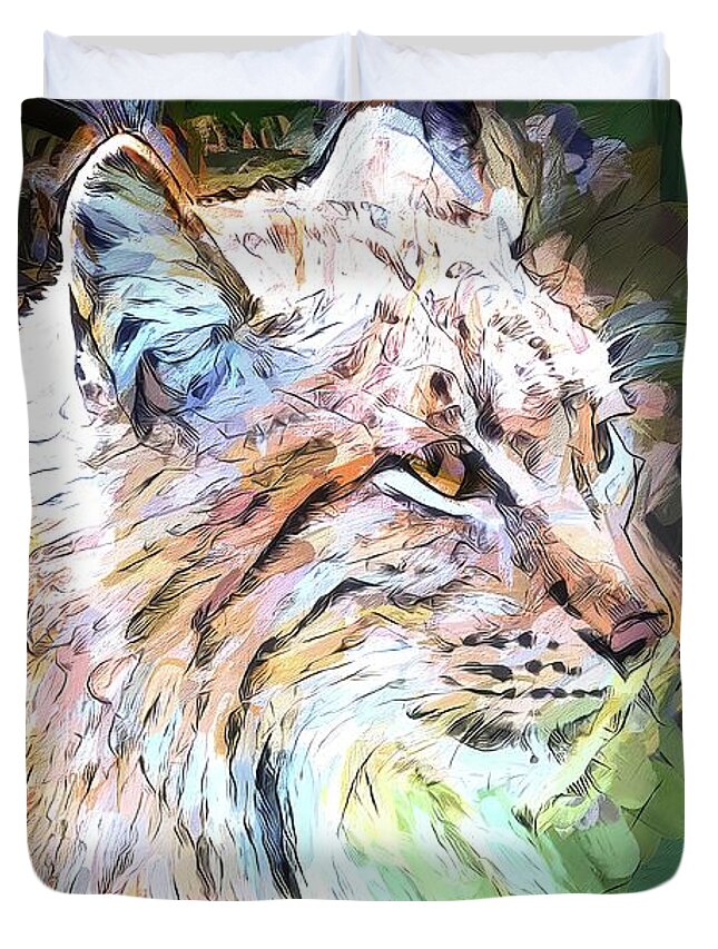 Animal Duvet Cover featuring the photograph Lynx by Jack Torcello