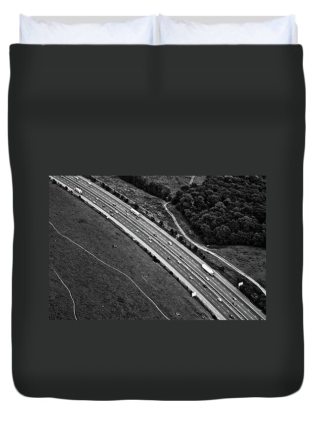Land Vehicle Duvet Cover featuring the photograph M25 Motorwayhighway From Air by Photo By Stuart Gleave