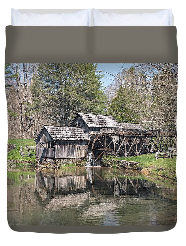 Landscape Duvet Cover featuring the photograph Mabry Mill by Cindy Lark Hartman