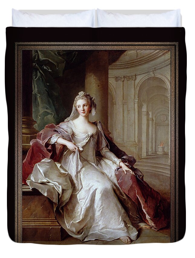 Madame Henriette De France Duvet Cover featuring the painting Madame Henriette de France as a Vestal Virgin by Jean Marc Nattier by Rolando Burbon