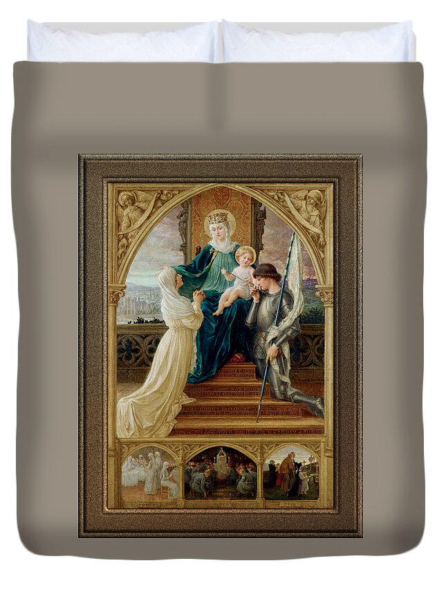 Madonna And Child Duvet Cover featuring the painting Madonna and Child Seated Between St. Genevieve and Joan Of Arc by Elisabeth Sonrel by Rolando Burbon