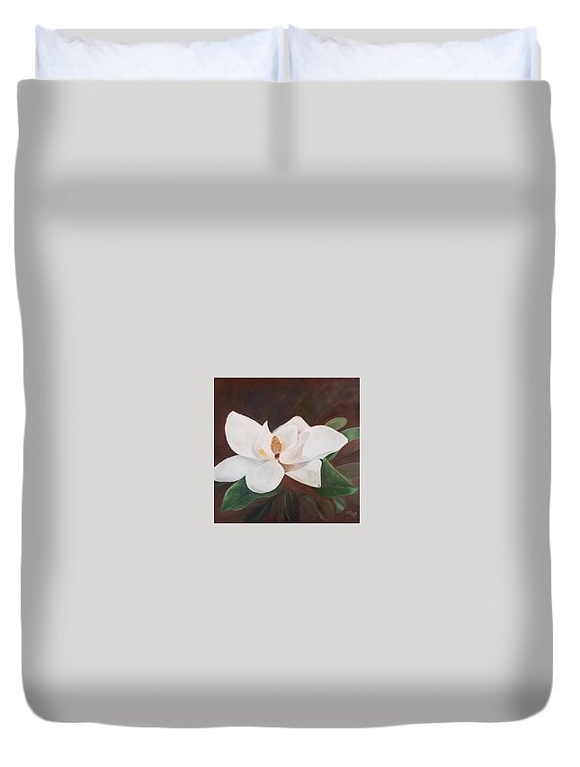 Magnolia Duvet Cover featuring the painting Magnolia by Amy Kuenzie