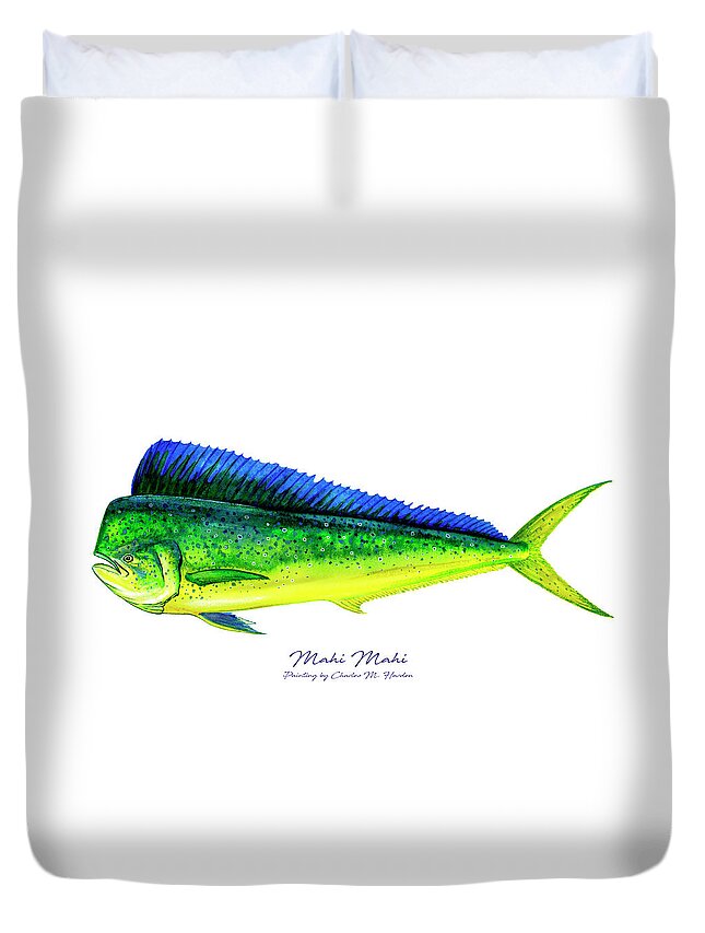 Charles Harden Duvet Cover featuring the painting Mahi Mahi by Charles Harden