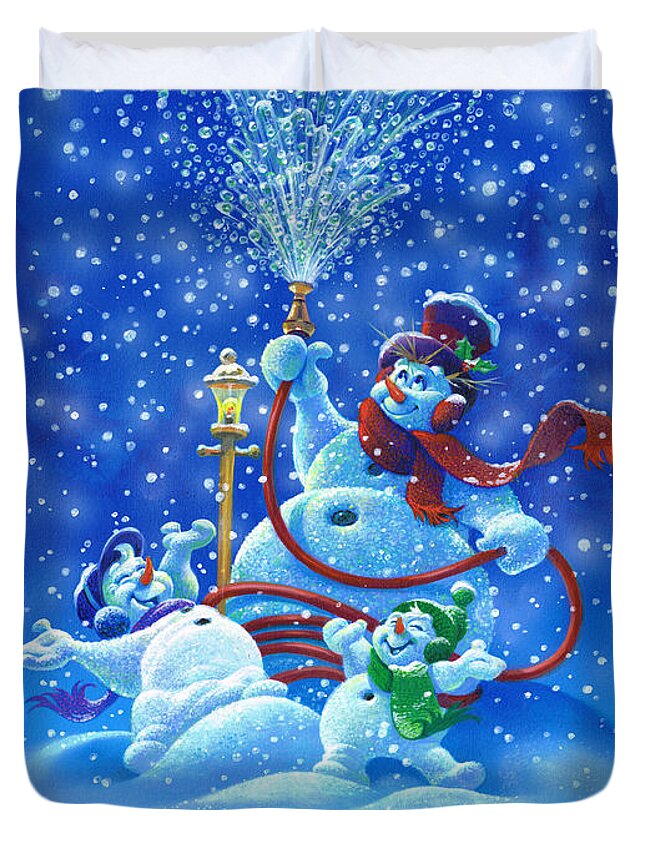 Michael Humphries Duvet Cover featuring the painting Making Snow by Michael Humphries