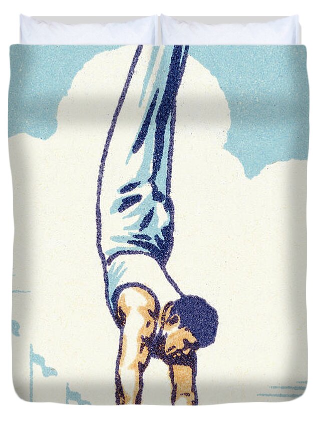 Adult Duvet Cover featuring the drawing Male gymnast by CSA Images