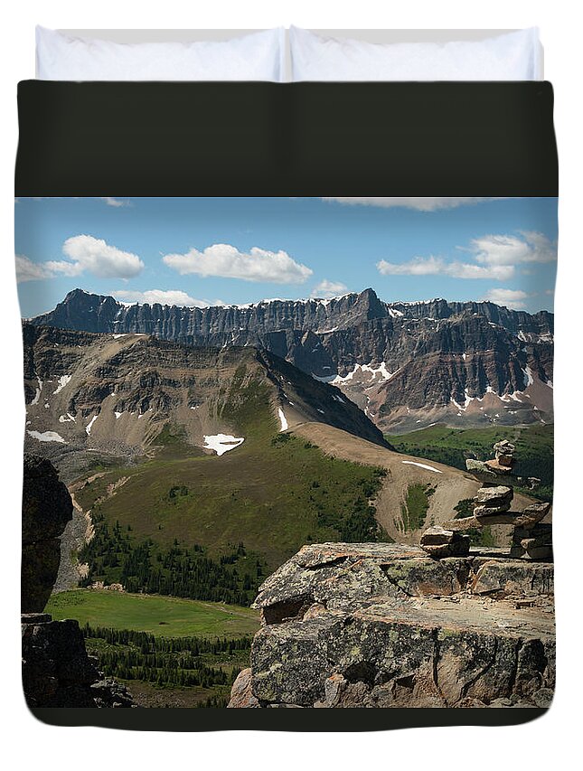 Scenics Duvet Cover featuring the photograph Maligne Lake, Mtn Landscape Fr Bald by John Elk Iii