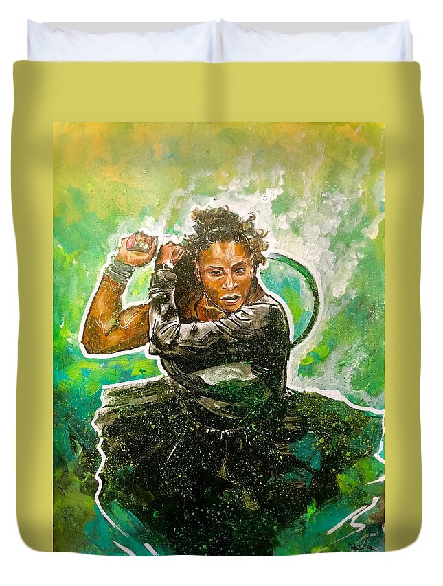 Serena Williams Duvet Cover featuring the painting Mama Said Knock You Out by Joel Tesch