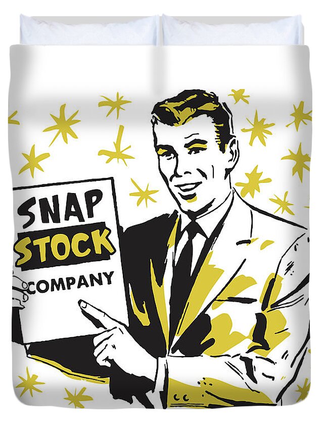 Man Pointing to Snap Stock Company Book Duvet Cover by CSA Images - Fine  Art America