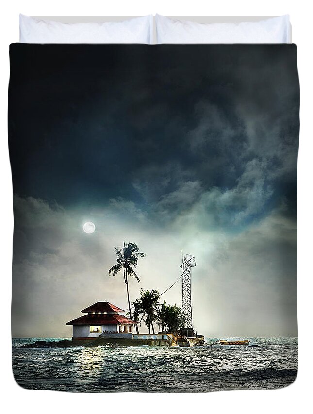 People Duvet Cover featuring the photograph Man Working On Island by Gandee Vasan