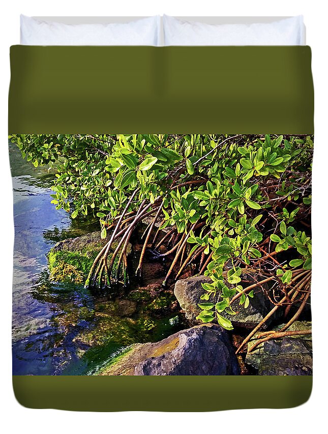 Mangrove Duvet Cover featuring the photograph Mangrove Bath by Climate Change VI - Sales