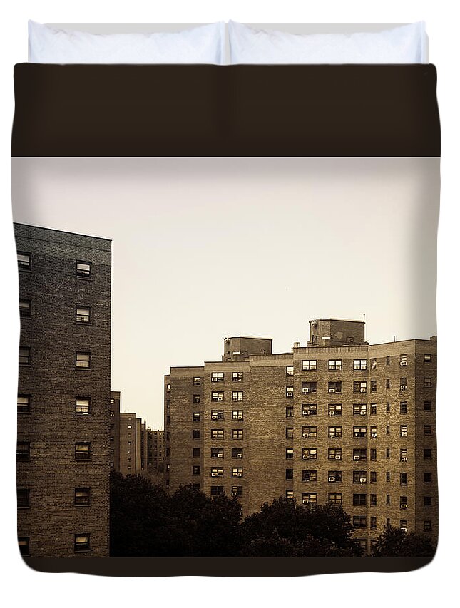 Apartment Duvet Cover featuring the photograph Manhattan Apartment Blocks by Hal Bergman