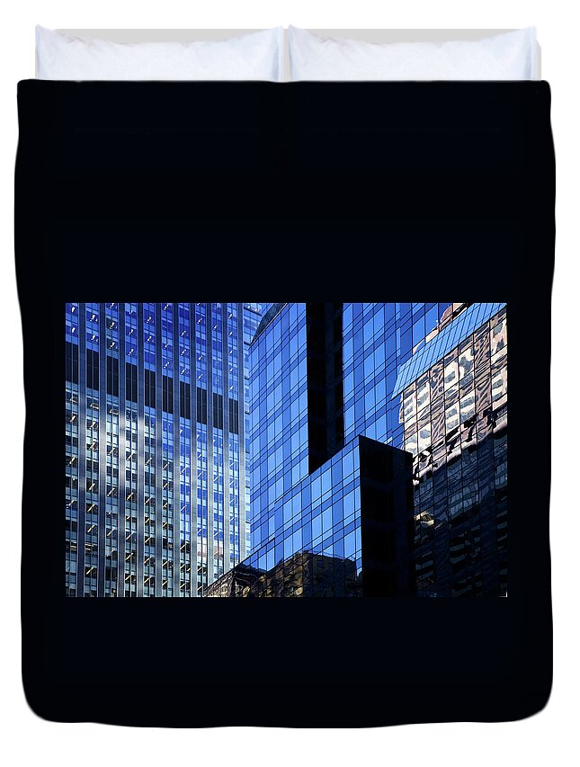 Working Duvet Cover featuring the photograph Manhattan Skyscrapers by Nikada