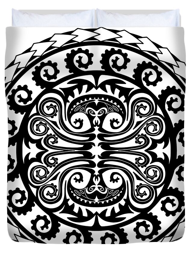 Maori Duvet Cover featuring the digital art Maori Octopus by Piotr Dulski