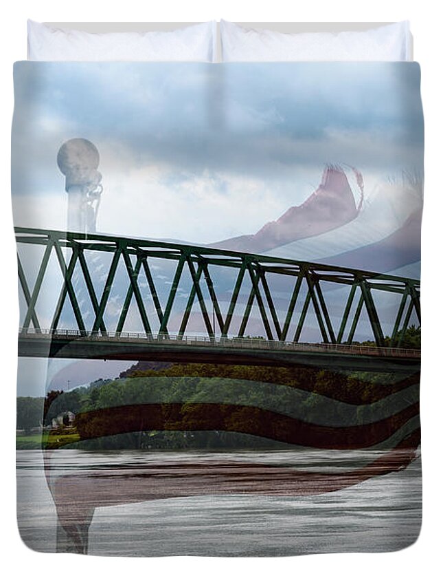Marietta Duvet Cover featuring the photograph Marietta and Old Glory by Holden The Moment
