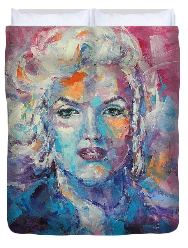 Marilyn Duvet Cover featuring the painting Marilyn #4 by Dan Campbell