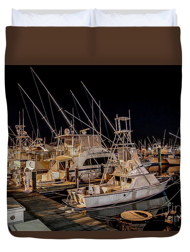 Boat. Boats Duvet Cover featuring the photograph Marina Fishing Boats by Tom Claud