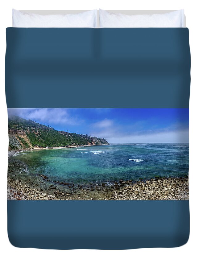 Beach Duvet Cover featuring the photograph Marine Layer over Bluff Cove Panorama by Andy Konieczny